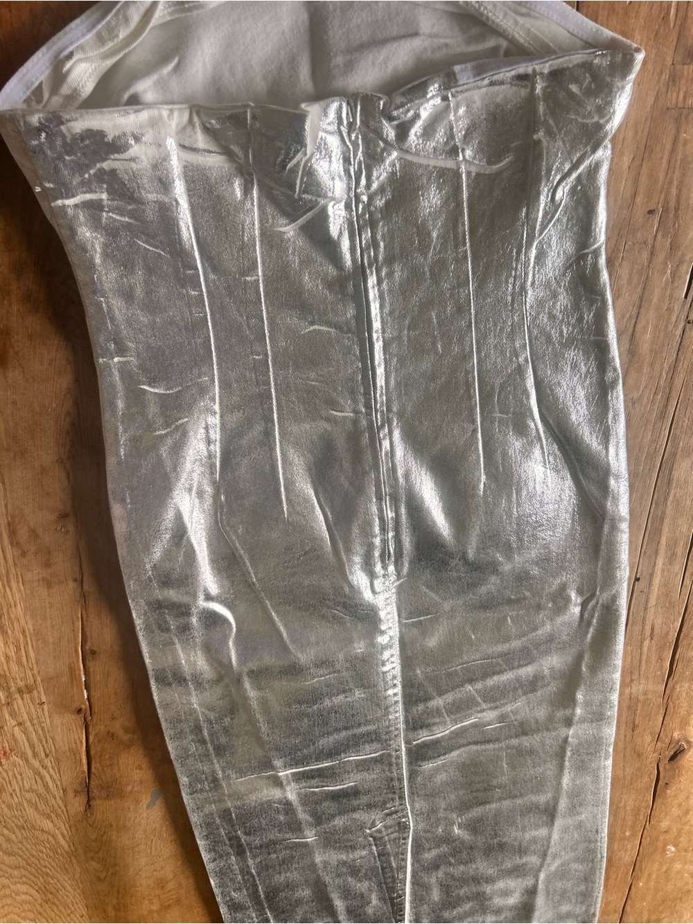 Zara silver denim Strapless Silver Maxi Dress - Elegant Evening Gown photoshoot - Picture 16 of 16
